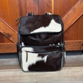 Black Leather Cowhide Large Backpack Western Bag