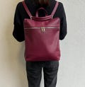 Burgundy Versatile Italian Pebbled Leather Backpack for Laptop Berry Casual Backpack Handcrafted Backpack Leather Rucksack Everyday Backpack