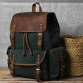 Vintage Waterproof Canvas Roll Top Backpack | Outdoor and Hiking Backpack with Multiple Pockets | 16" Laptop Bag for Travel & Business