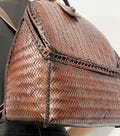 Hand-woven bamboo Backpack - environmentally friendly retro style brown rattan design, spacious women's backpack senior sense women's bag
