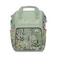 Diaper Backpack, Teal Wildflower Design, Custom Name, Baby Shower Gift, Mom Essential, Nursery Organizer Bag