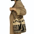 Wayuu bag handmade best selling exclusive design beige and black original Colombian mochila crochet shoulder shopper bag basket bucket