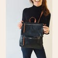 Leather Convertible Backpack Men/Women, Work backpack, Vegan Leather magnetic flap bag, Leather Crossbody Bag, Travel Bag, laptop bag