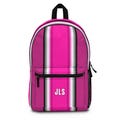 Personalized Color Stripe Backpack Trendy Customizable Bag w/ Initials or Number, Everyday, Travel Bag, School, Pink Stripe