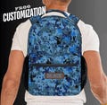 Blue Camouflage Backpack for Men Laptop Bag for School Camo Travel Gifts for Him Mens Travel Bag Camo Carryon Bag Personalized with Name