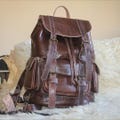 Moroccan handmade leather backpack, Handmade  Boho leather backpack, Moroccan leather backpack, Vintage Brown leather backpack