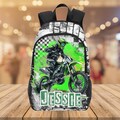Custom Dirt Bike Backpacks With Name, Custom Motocross Backpacks, Personalized Dirt BIke Backpacks for Kids, Teen Backpacks for Motorsports