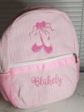 Seersucker dance bag, personalized seersucker backpack, personalized girl birthday gift, ballet dance bag