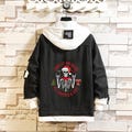 Funny Christmas Skull Denim Jacket, Teens Jacket, Hooded Jacket, Mens Jacket, Womens Custom Jacket, Personalized Jacket (Go 1-2 Sizes Up)