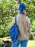 Lightweight backpack reflective, Boho summer hat bandana, City drawstring bag, Soft hair bandanna, Fashion unique denim accessories for gift