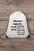 Snacks Drawstring Backpack, Gym Backpack, Nylon Bag, Quirky Funny Gift Present, Sport, Team, Baseball, Basketball, Football, Students