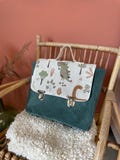 personalized velvet and dinosaur nursery school bag