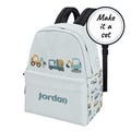 Construction Vehicle Toddler Backpack with Custom Name, Personalized Digger Rucksack, Baby Boy Mini Kindergarten Satchel, Best Birthday Gift