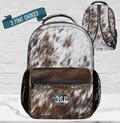 Womens Western Backpack Monogrammed Cowgirl Travel Bag Cowhide Print Carry All Bag for Airplane Personalized Carryon Laptop Backpack for Her