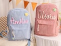 Custom Toddler Backpack,Custom Toddler Corduroy Backpacks Birthday Gift,Monogram Name Children's Cute School Bag,Toddler Book Bag