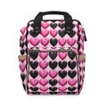 Diaper Backpack, Pink and Black Heart Design, Girlie, Baby Shower Gift, Mom Bag, Travel Bag, Nursery Organizer, Mother's Day Present