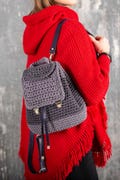 Teenager's backpack "Sherlock", small travel bag, schoolbag, student bag, crochet backpack, grey backpack, dark blue backpack